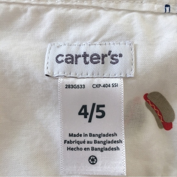 Carter's little boys white button up short sleeve shirt XS/4-5 - Picture 3 of 12